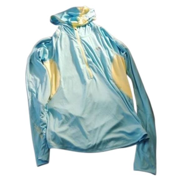 New Balance Turquoise/Yellow Athletic Light Hoodie Top(Knick In The Back) - Picture 1 of 6